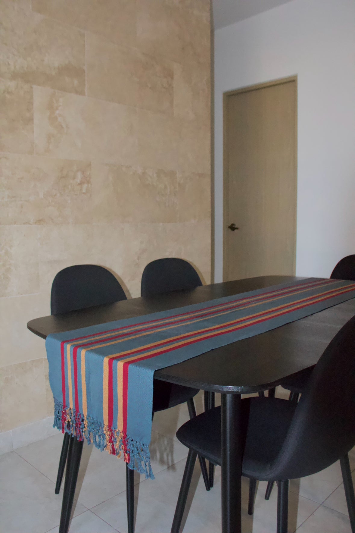 GREY STRIPED TABLE RUNNER