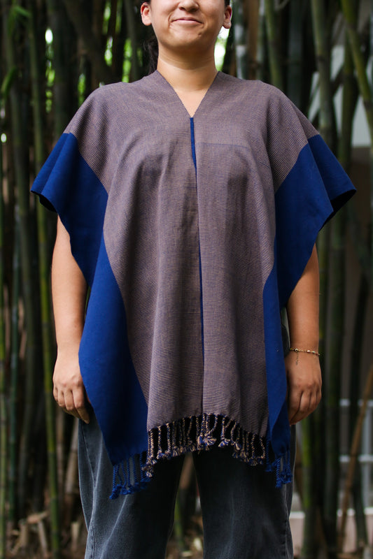 BLUE STRIPED PONCHO