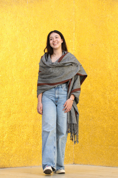 GREY SHAWL WITH COFFEE
