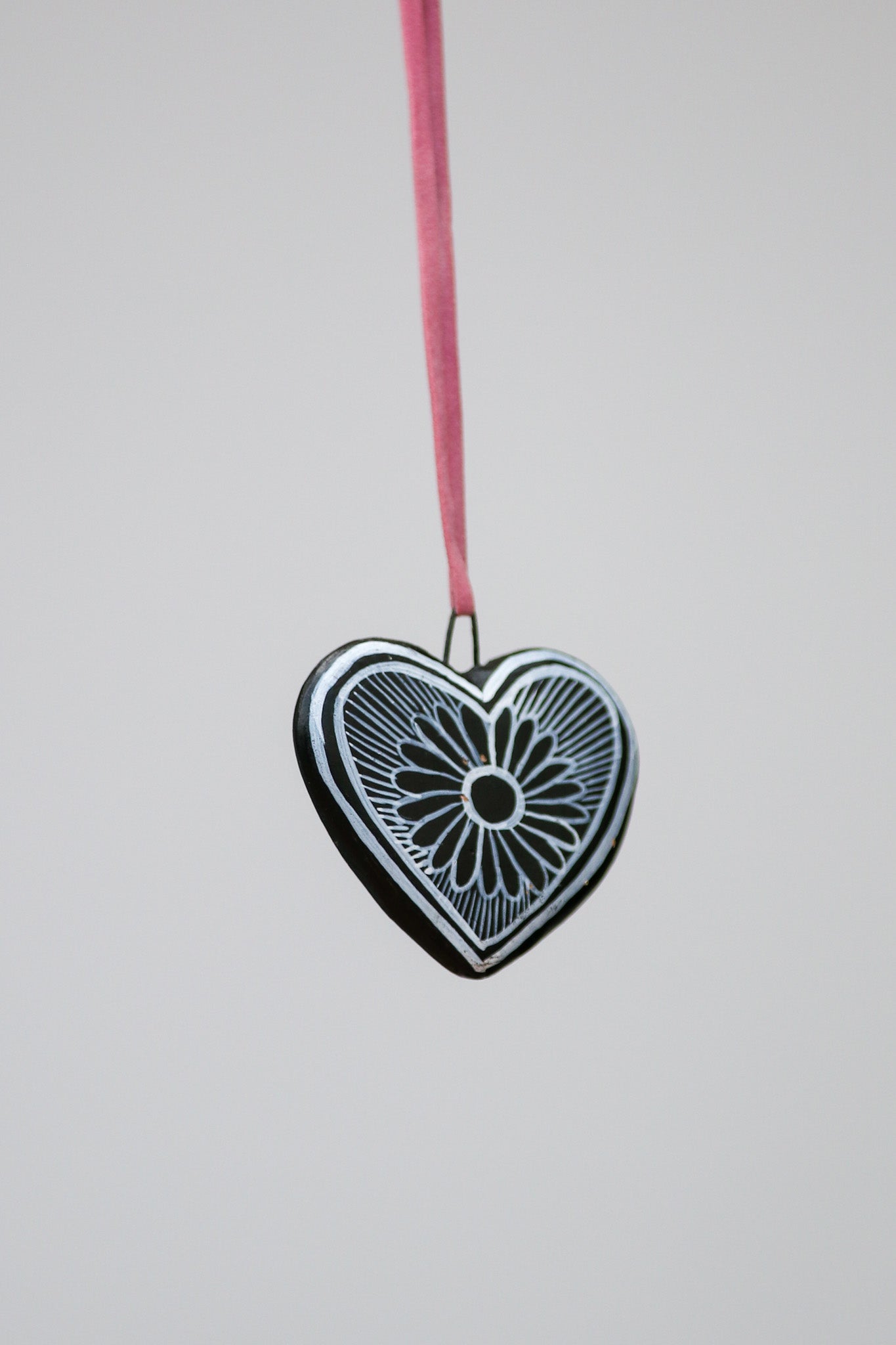 HEART NECKLACE WITH PINK RIBBON