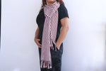 Load image into Gallery viewer, WHITE SCARF WITH RED STRIPES
