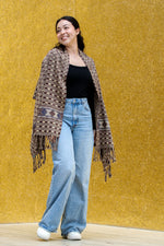 Load image into Gallery viewer, CHECKERED BROWN SHAWL
