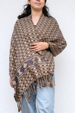 Load image into Gallery viewer, CHECKERED BROWN SHAWL
