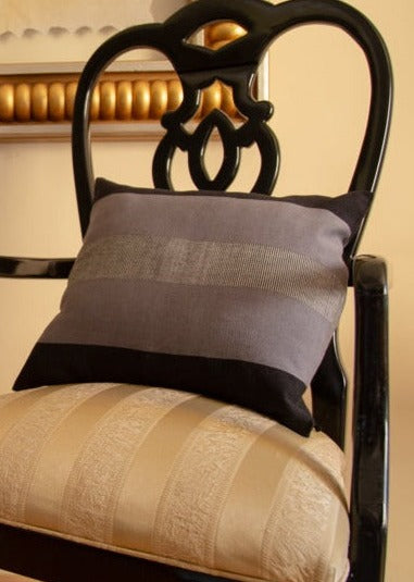 CUSHION COVERS: WHITE WITH GREY STRIPES AND GREY WITH BLACK STRIPES