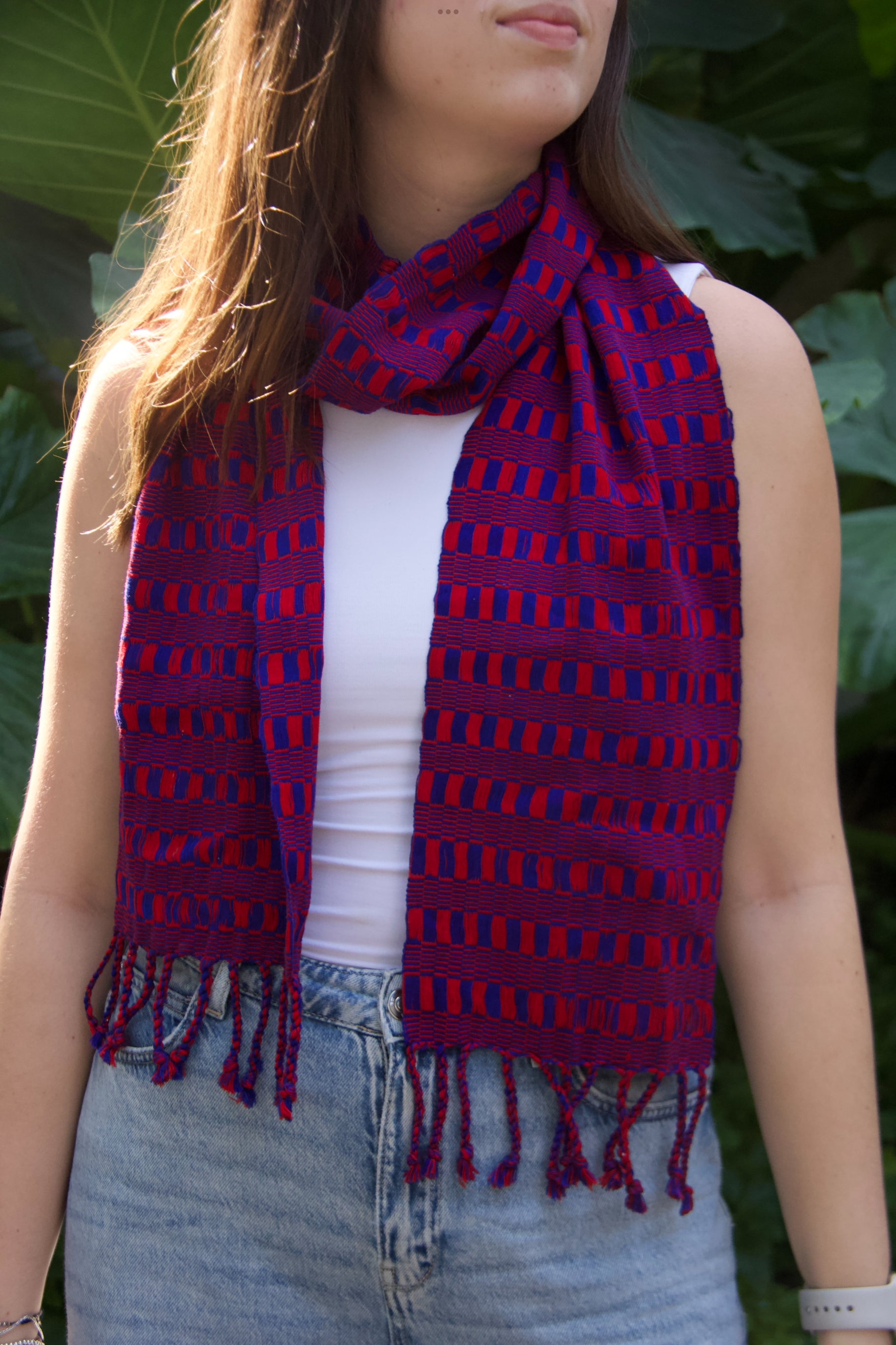 BLUE AND RED SCARF