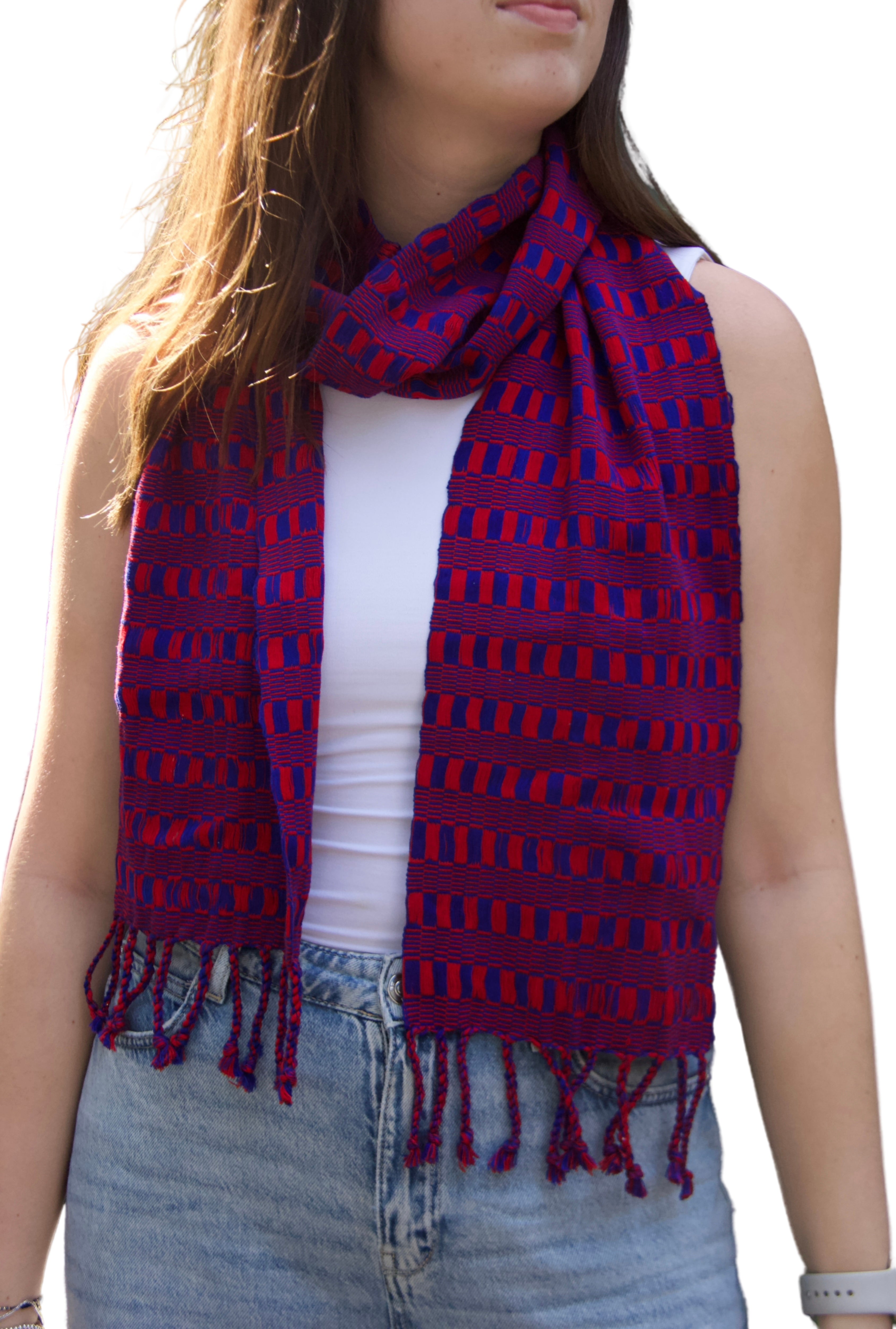 BLUE AND RED SCARF