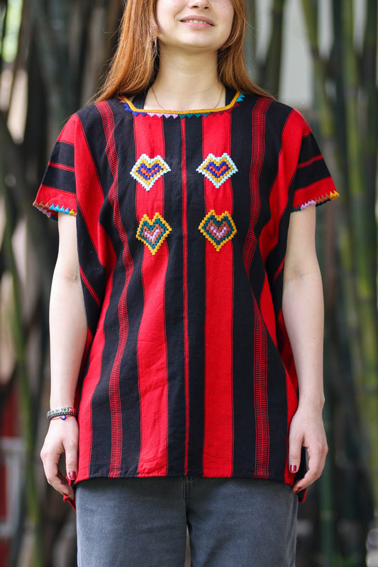 HUIPIL ROJO CON NEGRO