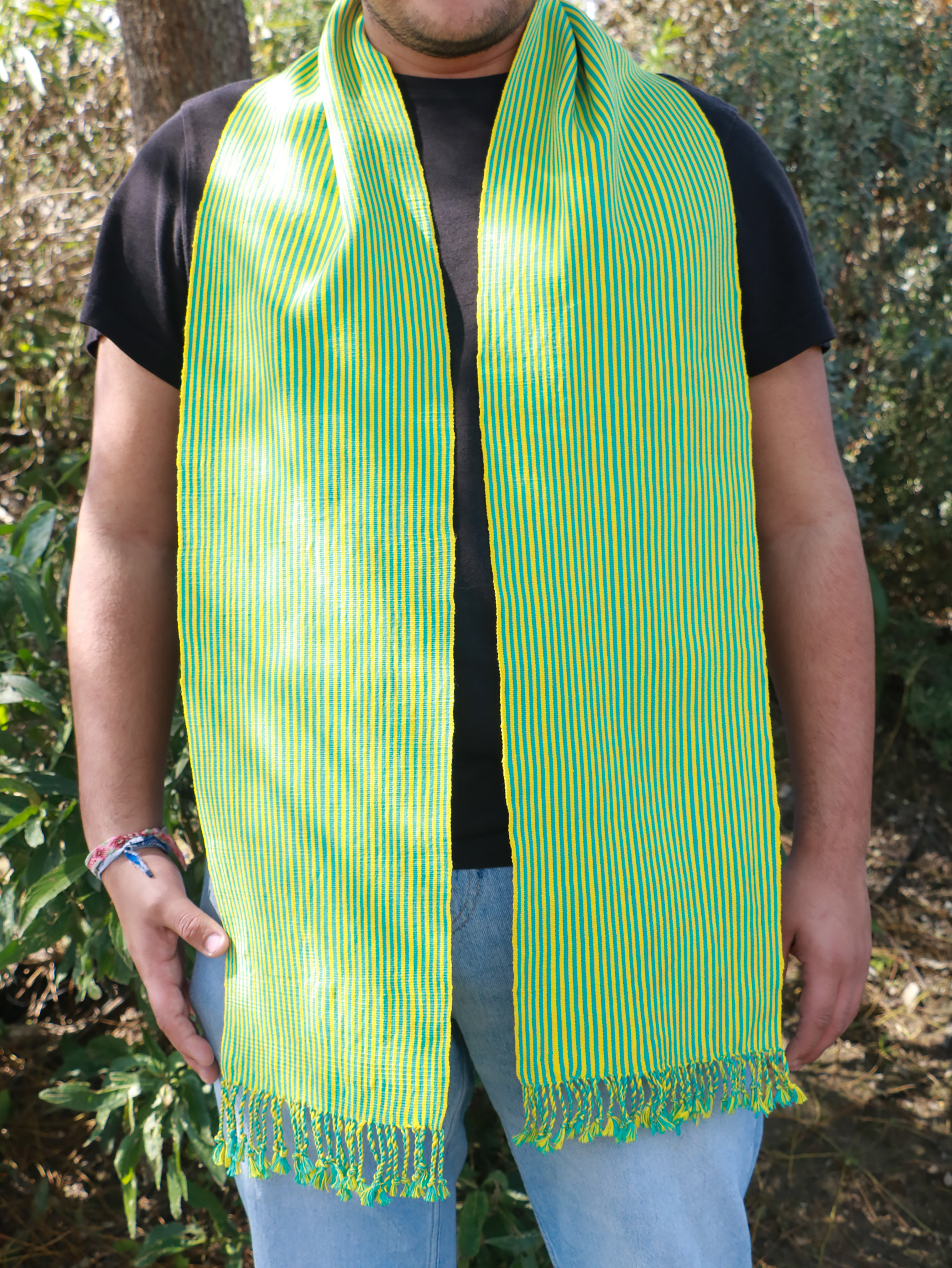 GREEN AND YELLOW SCARF