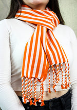 Load image into Gallery viewer, ORANGE STRIPED SCARF
