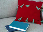 Load image into Gallery viewer, RED CUSHION COVER WITH TURQUOISE
