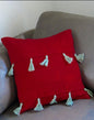RED CUSHION COVER WITH TURQUOISE
