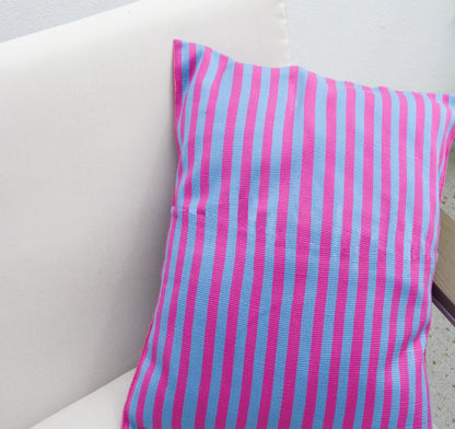 FUNDA PARA COJÍN ROSA Y AZUL