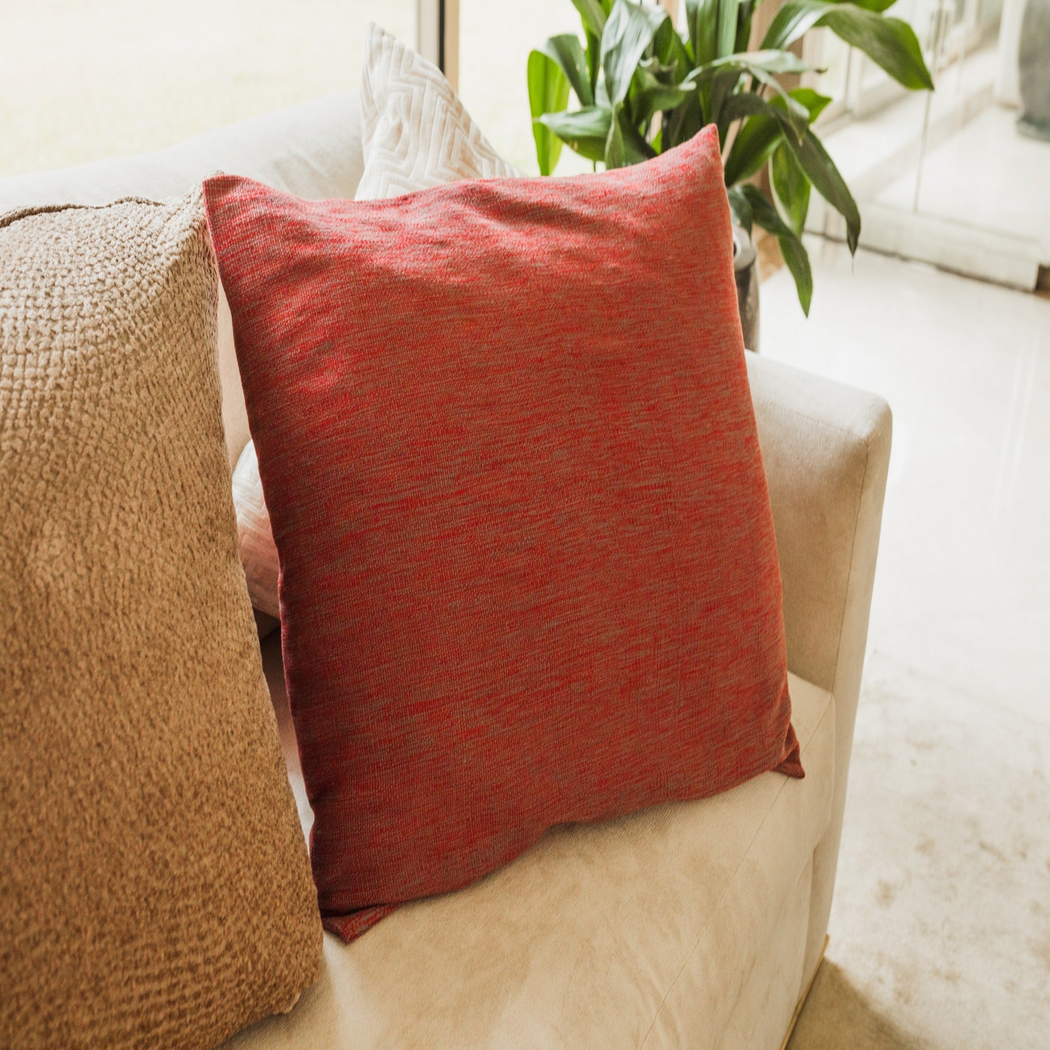 RED WITH GRAY CUSHION COVER