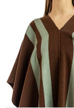 Load image into Gallery viewer, COFFEE PONCHO WITH BLUE STRIPES
